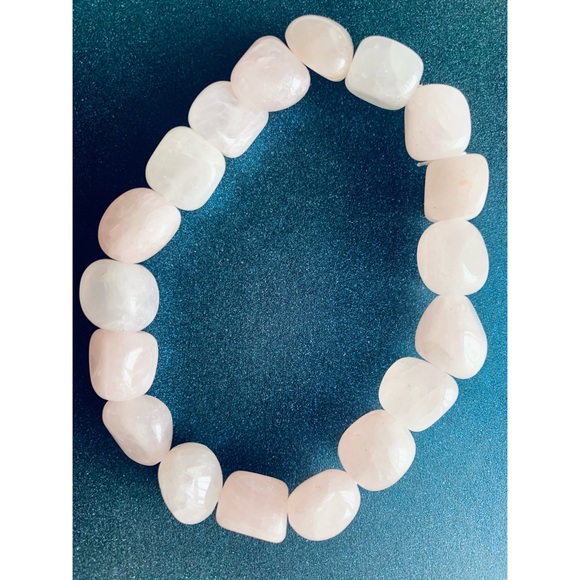 Rose Quartz Tumbled Stone Stretch Bracelet - Picture 2 of 5